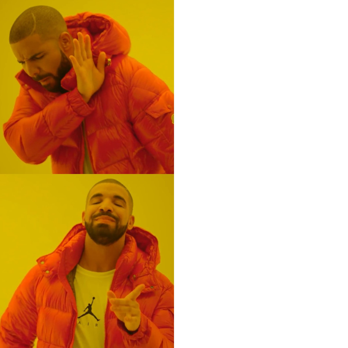 Drake Hotline Bling meme about Grüns