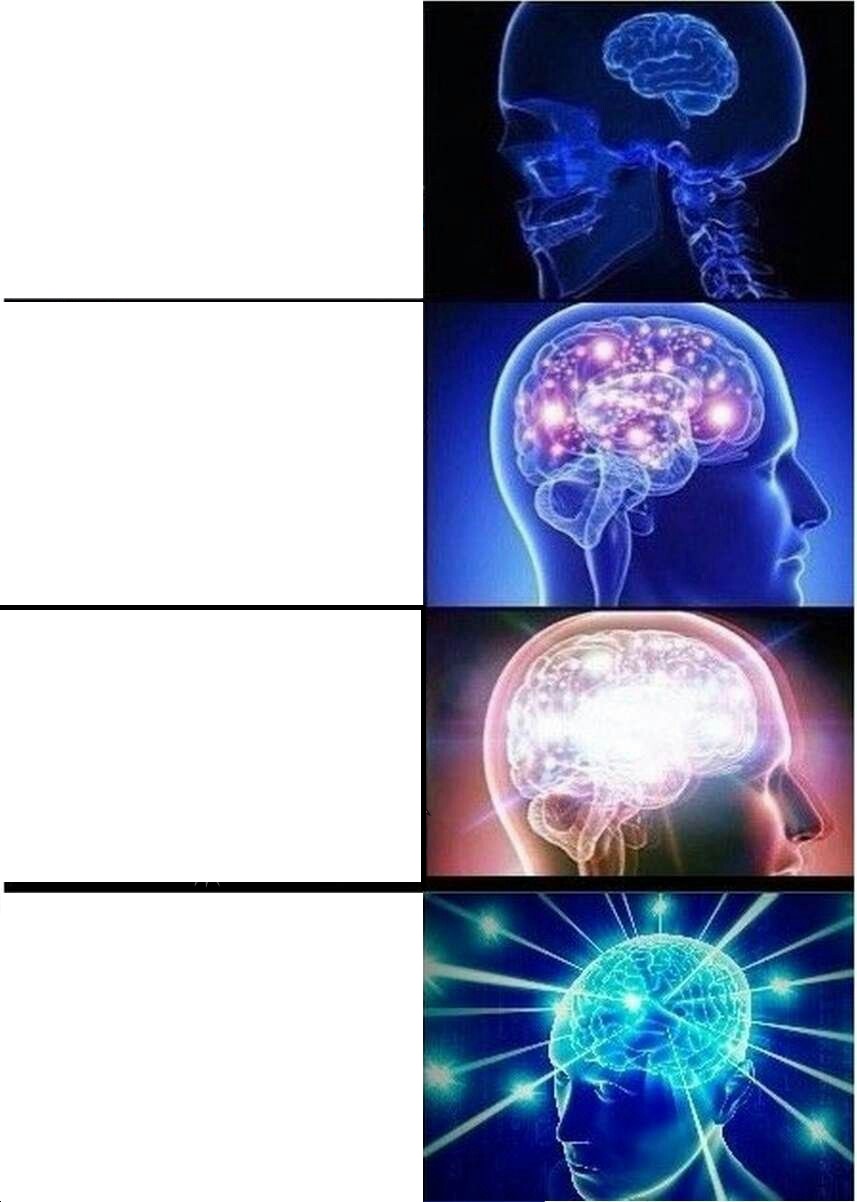 Expanding Brain meme about Grüns